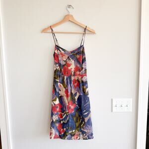 Anthropologie Floral Mini Dress in Blue, Red, Green
